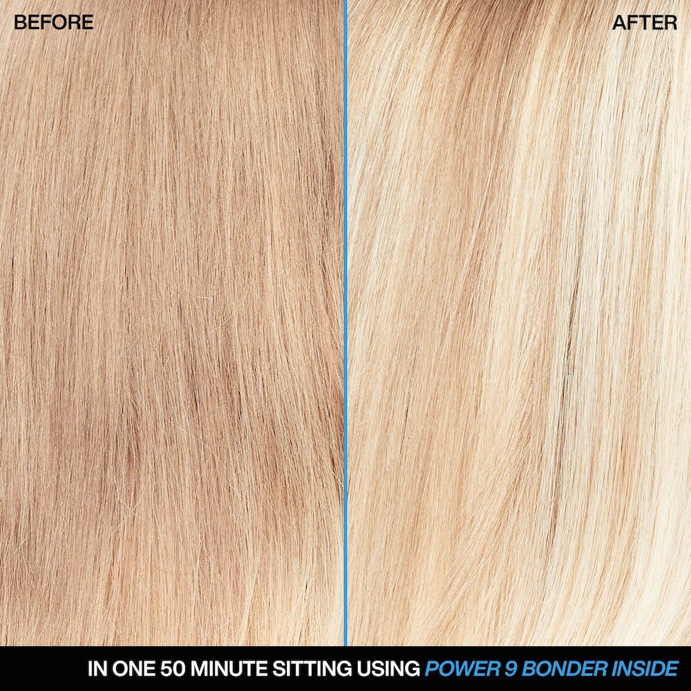 Flash Lift Bonder Inside power 9 before and after hair color look in 50 minutes - Redken India
